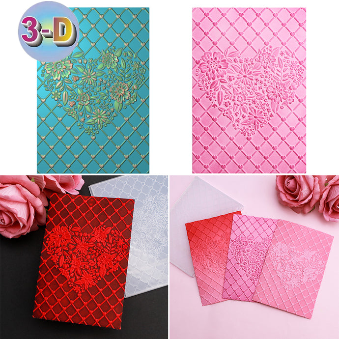 Valentine's Day Heart Diamond Background 3D Embossing Folder For Addin ...