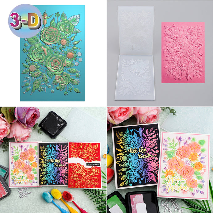 3D Embossed Folder Rose Garden Background Pattern For Card DIY Adding ...