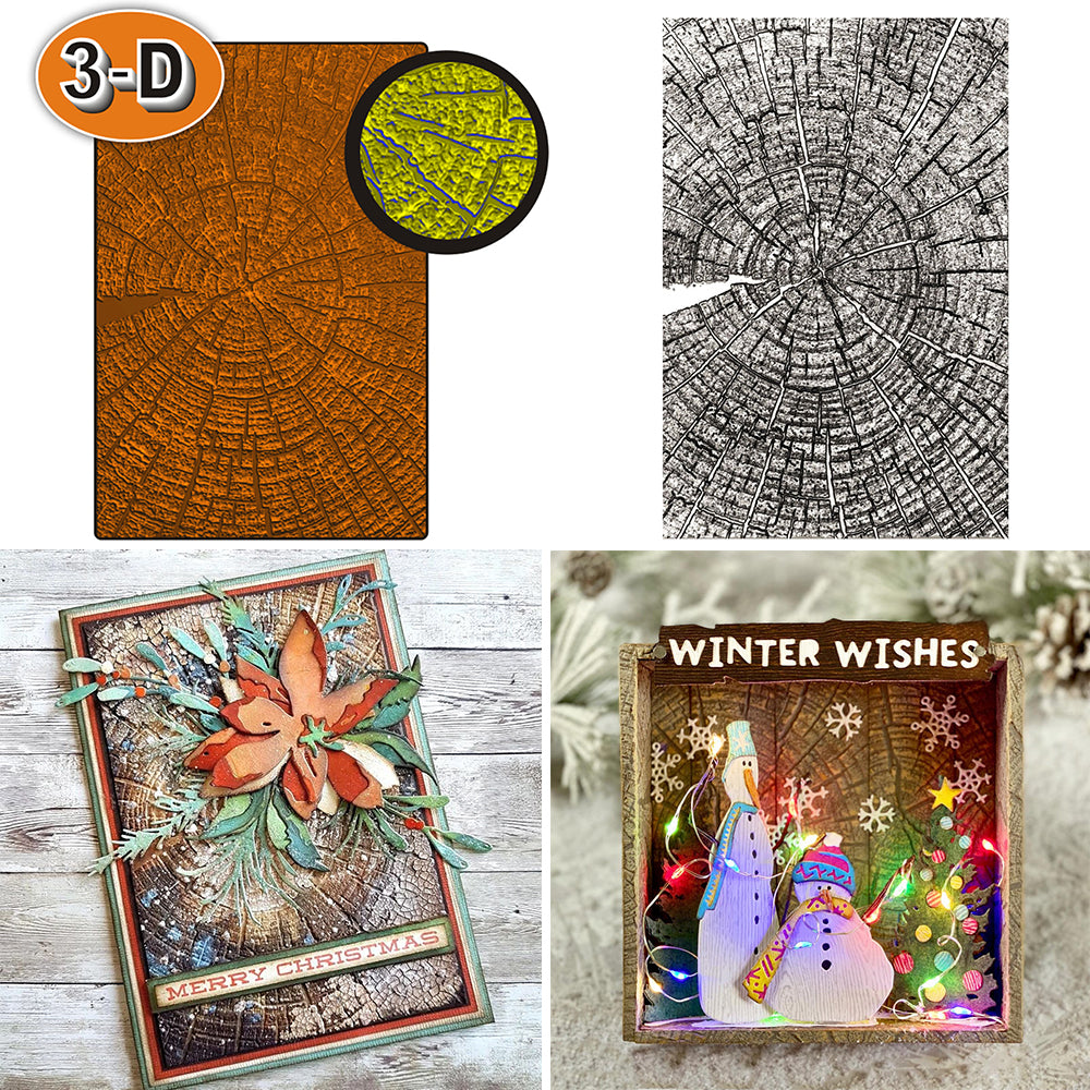 3D Embossed Folder Old Tree Rings Pattern For Card DIY Adding Making T ...