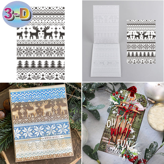 3D Embossed Folder Deer Snowflakes Christmas Trees Patterns For Card D ...