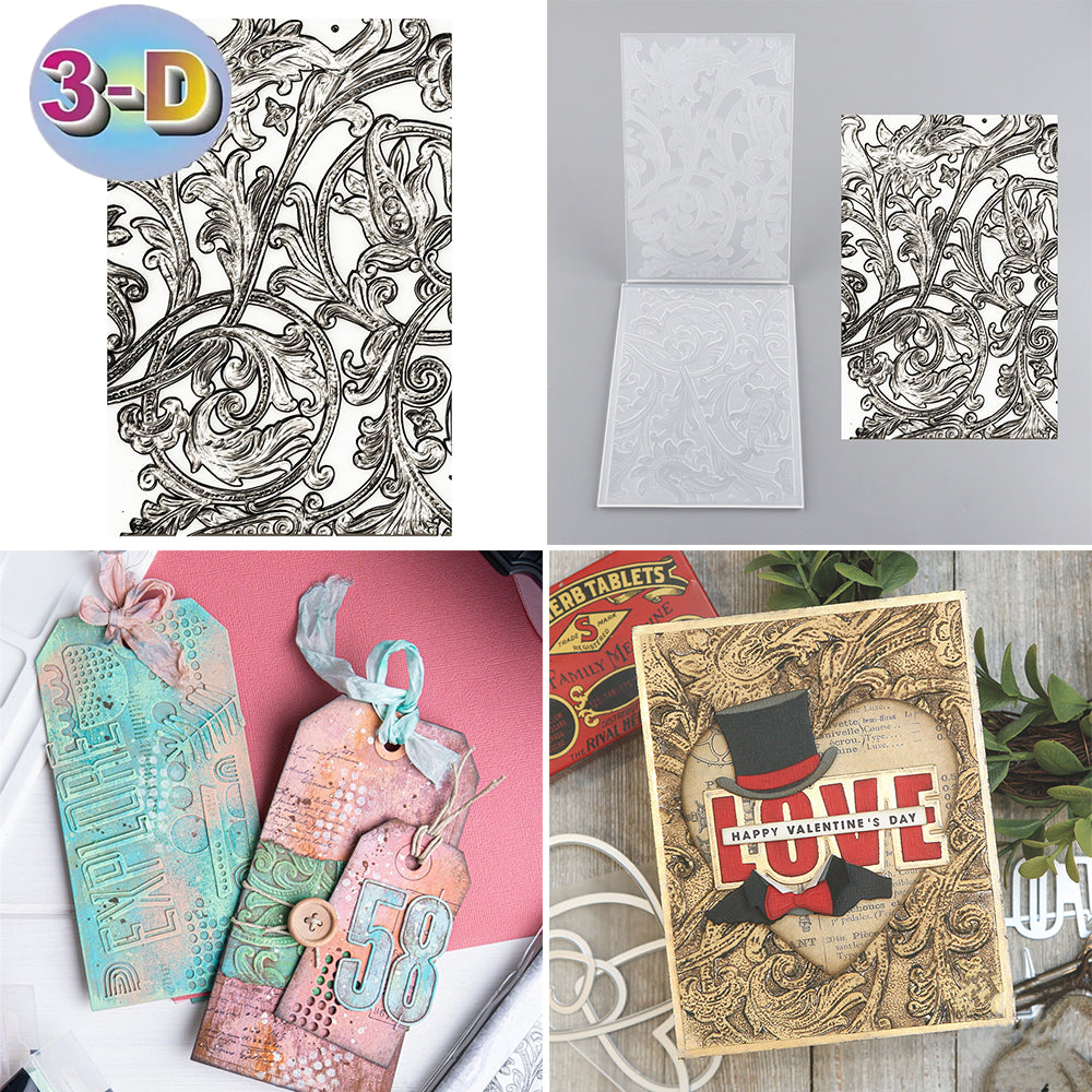 3D Embossed Folder Entangled Figure Patterns For Card DIY Adding Makin ...