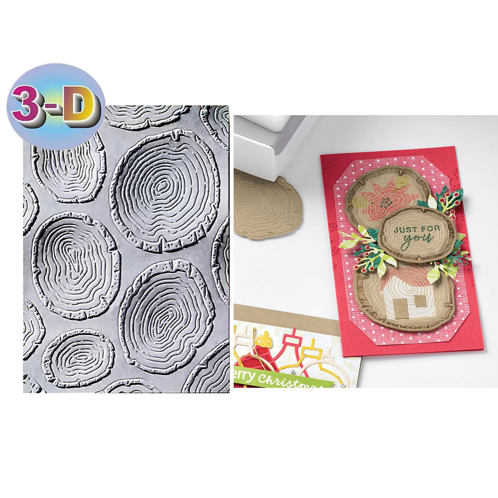 3D Embossed Folder Tree Ring Wood Grain Patterns For Card DIY Adding M ...