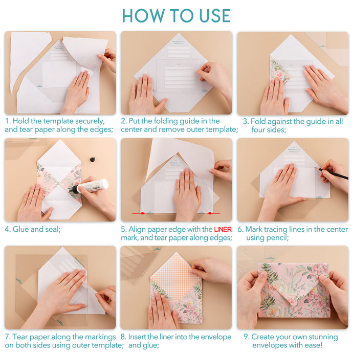 Envelope Maker Kit All-In-One Envelope Making Tool Envelope Tear Templates – CYFUN DESIGN