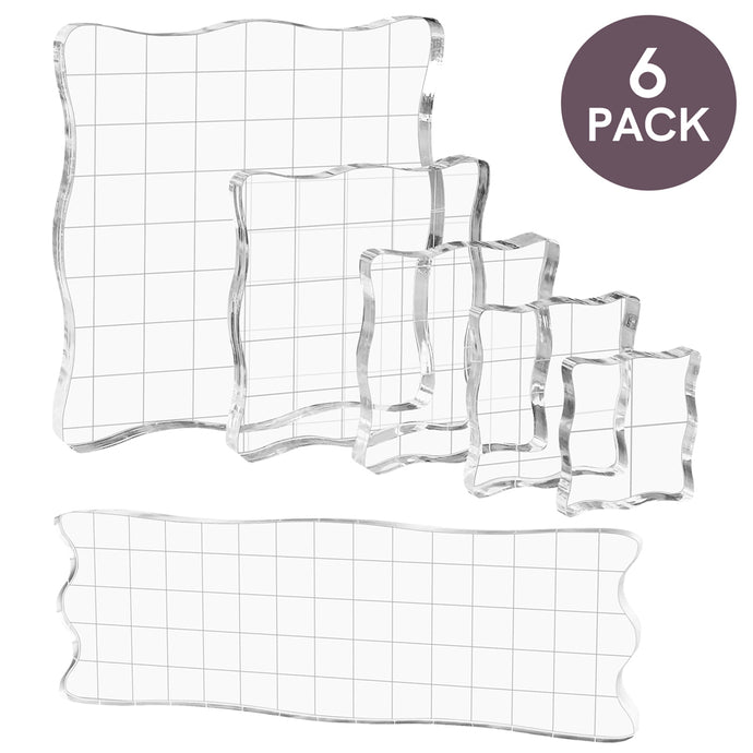 5-6Pcs/set Clear Acrylic Stamp Blocks Kit With Grid Lines Thickness 5m ...