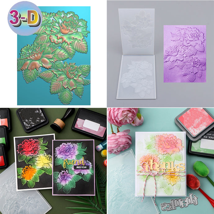 3D Embossed Folder Peony Flower Patterns Background For Card DIY Addin ...