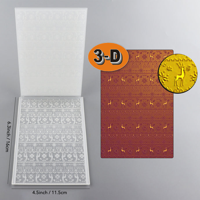 3D Embossed Folder Christmas Elk Pattern Background For Card DIY Addin ...