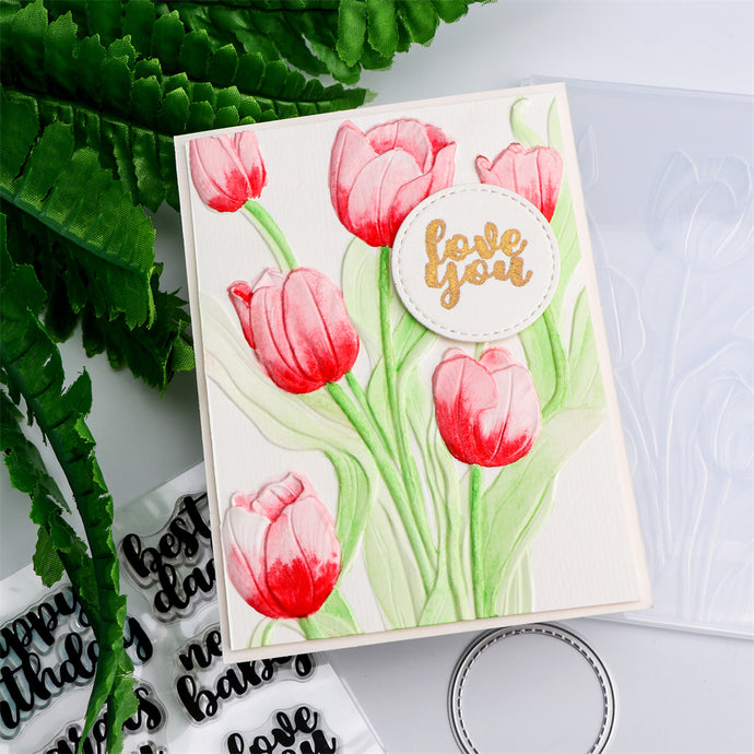 Tulip Bouquet Background 3D Embossing Folder For Adding Textured Detai ...