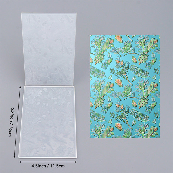 3D Embossing Folder Christmas Pines Background For Adding Textured Det ...