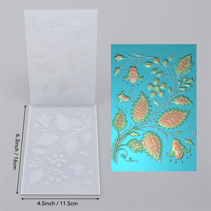 3D Embossed Folder Folk Art Blooms Background Pattern For Card DIY Add ...