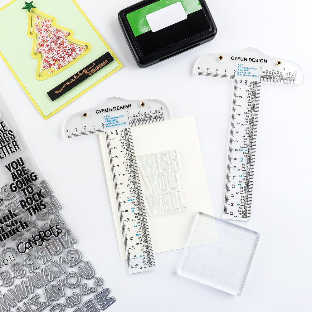 T Ruler Card Making 6 inch Clear Acrylic T-Square Ruler For DIY Card Sizes Are Marked For ...