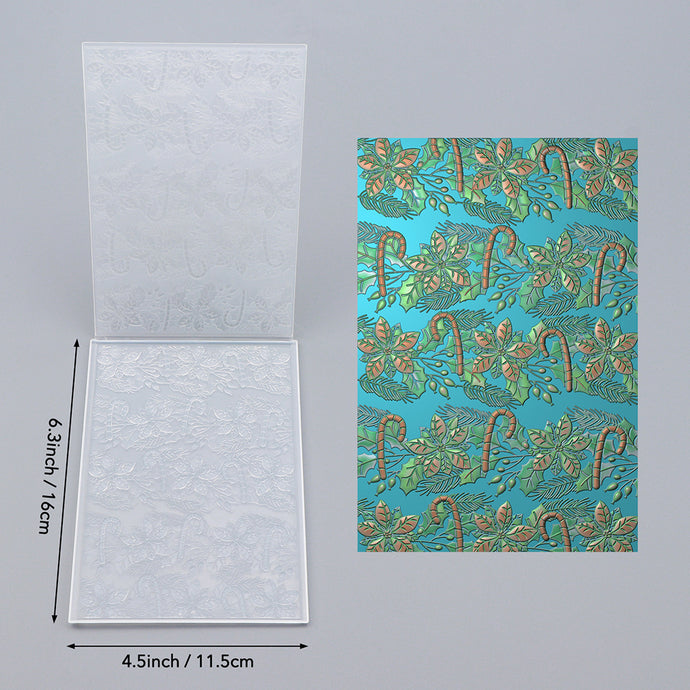 3D Embossing Folder Christmas Holly Joyful Candy Canes Background For ...