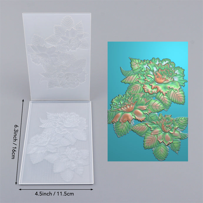 3D Embossed Folder Peony Flower Patterns Background For Card DIY Addin ...
