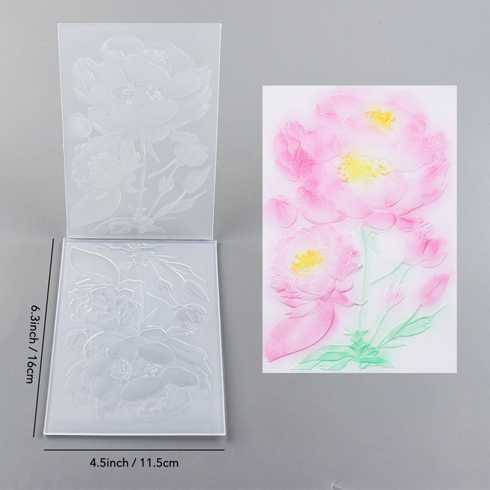 3D Embossed Folder Blooming Peony Flowers Pattern For Card DIY Adding ...